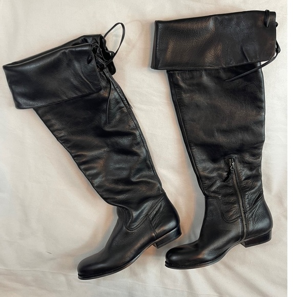 B. makowsky  Women’s Black Leather Over the knees Boots Size: 6 - Picture 1 of 15